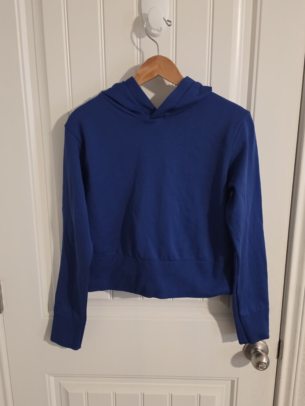 Cotton Candy Womens L XL Blue Cropped Hoodie Pullover Stretch Athleisure
